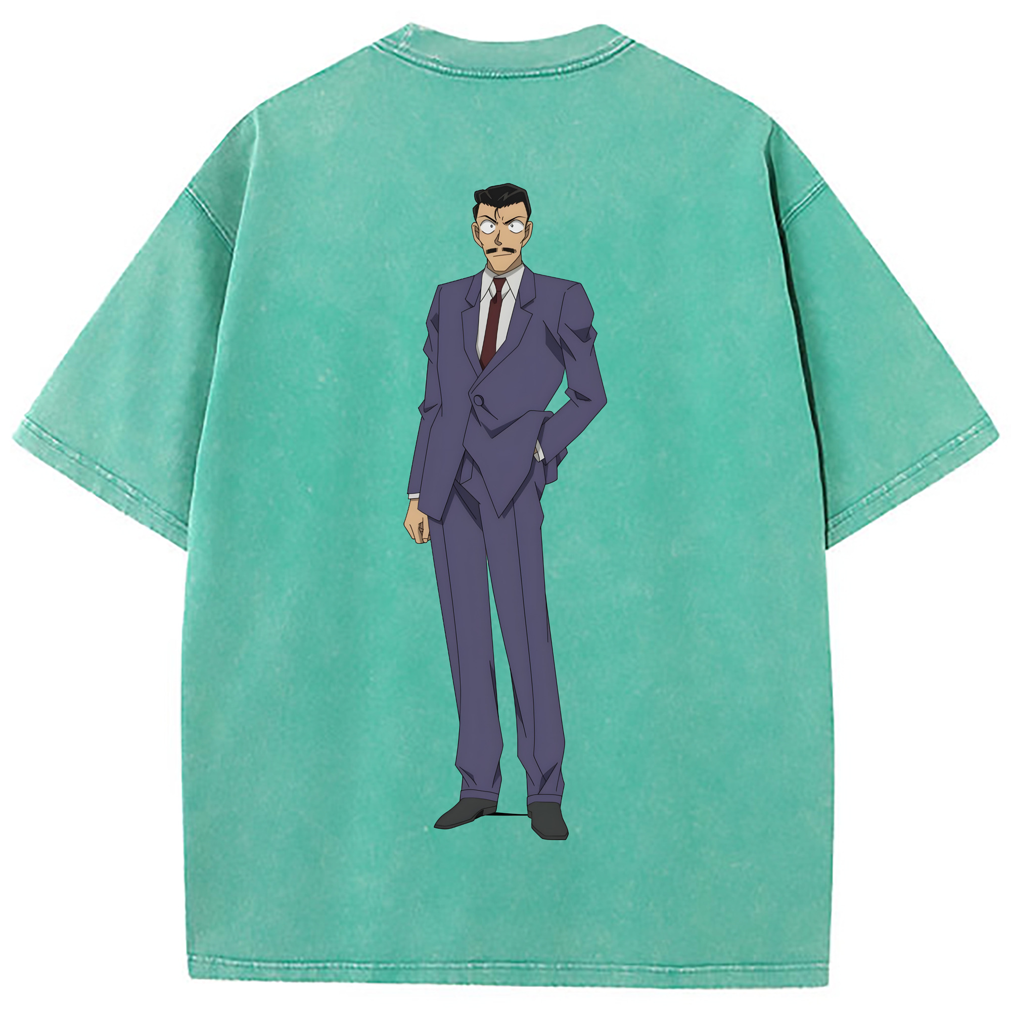 （画像用） 名探偵コナン 毛利 小五郎 もうり こごろう Detective Conan 綿100% ヴィンテージ風 半袖Tシャツ（背面プリント）